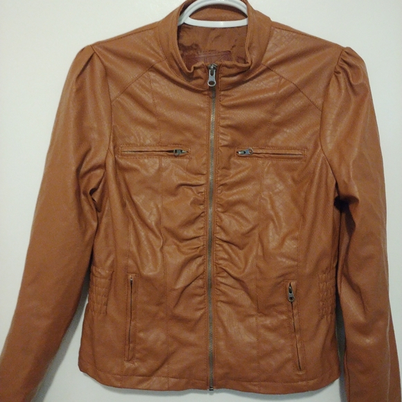 Brown Faux Leather Jacket - Picture 1 of 4